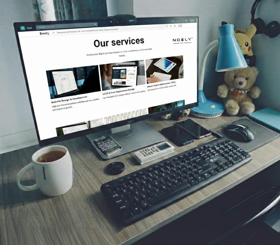 NOXLY Studio services page showing web design and development offerings