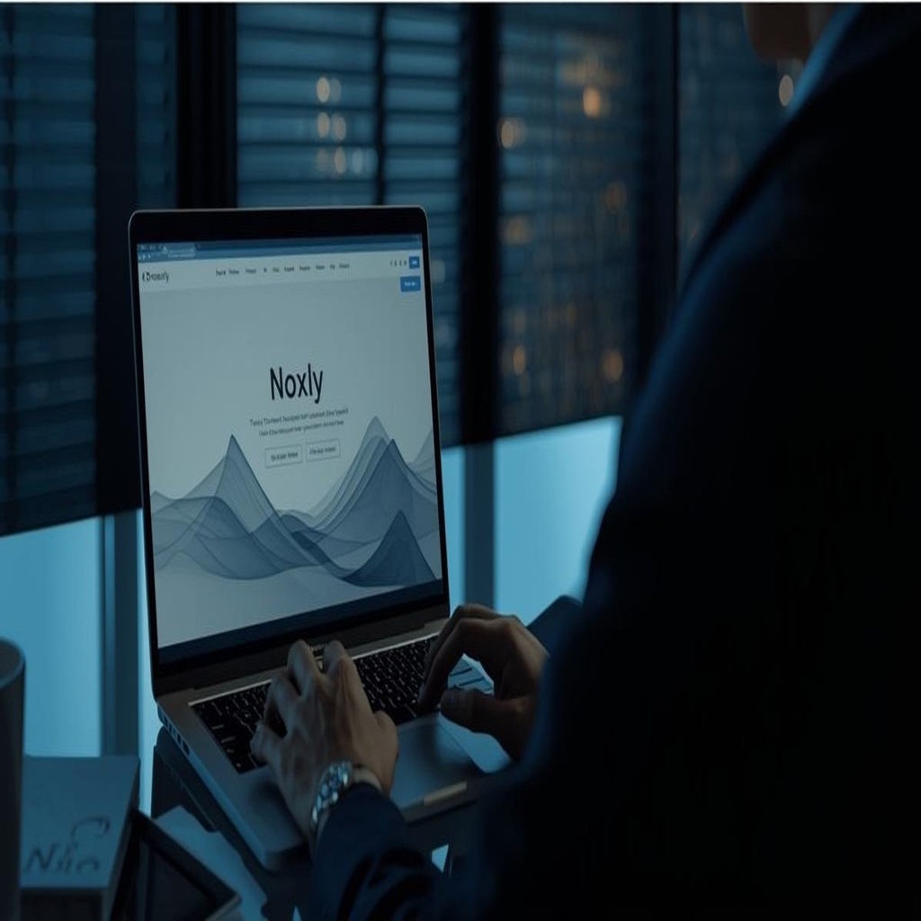 NOXLY Studio web designer building a client website at night