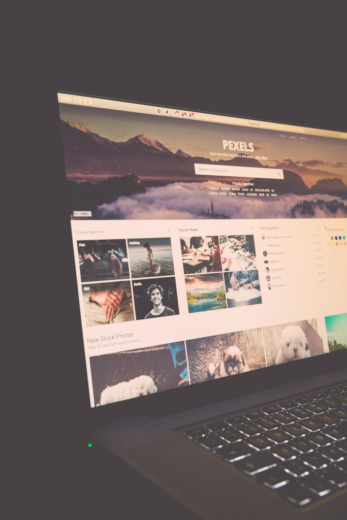 Website design displayed on laptop screen